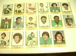 Vintage 1974 Topps Football Card lot of 17 EAGLES, Reaves, Dempsey, Outlaw, +++ - Image 1