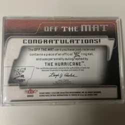 2002 Fleer WWF All Access - Off the Mat The Hurricane (AU, MEM, RC) Auto Relic - Image 2