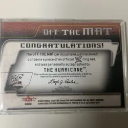 2002 Fleer WWF All Access - Off the Mat The Hurricane (AU, MEM, RC) Auto Relic - Image 4