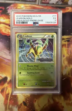 PSA 5 Leafeon HG & SS Undaunted 2010 Prerelease Holo Stamped 17/90 Pokemon TCG - Image 1