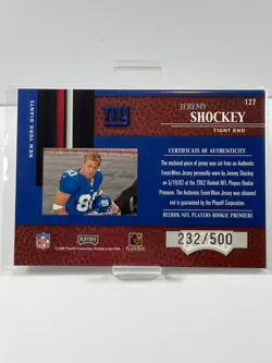 2002 Playoff Piece of the Game - #127 Jeremy Shockey /500 (MEM, RC) - Image 2