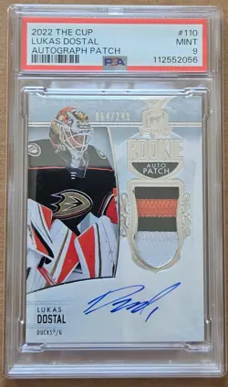 2022-2023 Upper Deck The Cup Auto Patch Lukas Dostal #110 064/ 249 PSA 9 - Image 1