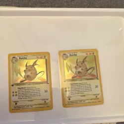 Raichu Holo Fossil First Edition 1999 Pokemon TCG 2 Card Lot English Card 14/62 - Image 1