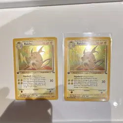 Raichu Holo Fossil First Edition 1999 Pokemon TCG 2 Card Lot English Card 14/62 - Image 3
