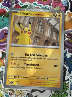 Pikachu At The Museum, Pokemon X Natural History Museum Jumbo Promo Pokemon Card - Image 1