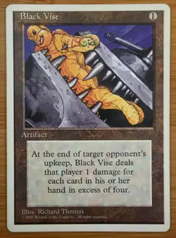 X 1 Black Vise NM-M 1995 Fourth Edition Black Vise MTG Magic The Gathering - Image 2