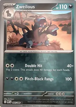 Zweilous 066/086 Common White Flare Pokemon Reverse Holo Near Mint - Image 1