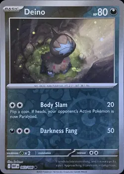 Deino 065/086 Common White Flare Pokemon Reverse Holo Near Mint - Image 1