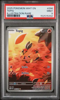 2025 POKEMON WHT EN-WHITE FLARE ILLUSTRATION RARE #096 TEPIG PSA 9 - Image 1