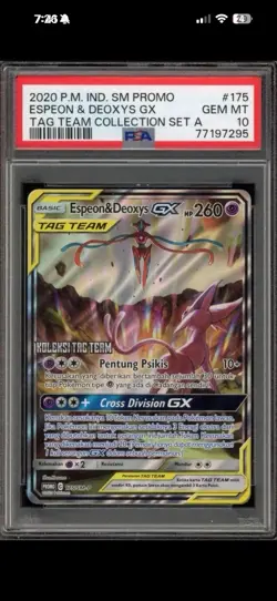 2020 POKEMON INDONESIAN SM PROMO TAG TEAM COLL SET A ESPEON & DEOXYS GX PSA 10 - Image 1