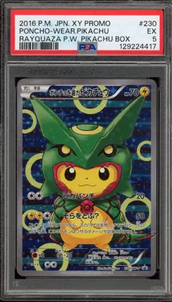 Pokemon Poncho-Wearing Pikachu Rayquaza Japanese Full Art Promo 230/XY-P PSA 5 - Image 1