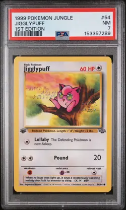 Pokemon TCG Jungle Jigglypuff 1st Edition 54/64 PSA 7 1999 English - Image 1