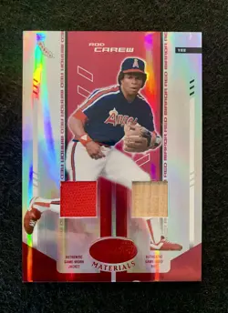 2004 Leaf Certified Materials Rod Carew #/250 Mirror Red Dual Relic SP Angels - Image 1
