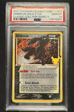 2021 Pokemon PSA 10 GEM MINT Umbreon Gold Star 17 Celebrations Classic English - Image 1