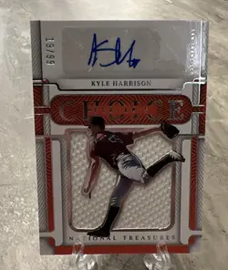 2023 NATIONAL TREASURES ECKLAR'S CHOICE AUTO JERSEY GIANTS - KYLE HARRISON 19/99 - Image 1
