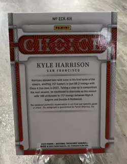 2023 NATIONAL TREASURES ECKLAR'S CHOICE AUTO JERSEY GIANTS - KYLE HARRISON 19/99 - Image 2