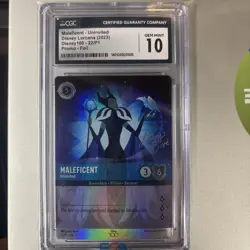 Disney 100 Lorcana CGC 10 Maleficent Uninvited Promo 2023 22/P1 Foil not PSA - Image 1