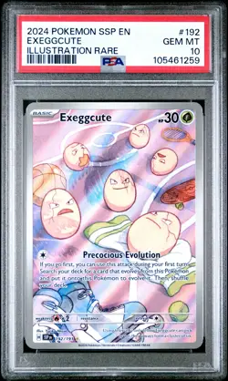 2024 Pokemon SSP EN-Surging Sparks Exeggcute #192 Illustration Rare PSA 10 - Image 1