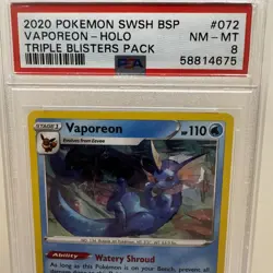 2020 POKEMON SWSH BLACK STAR PROMO TRIPLE BLISTERS PACK #072 VAPOREON-HOLO PSA 8 - Image 2