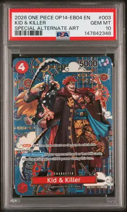2026 ONE PIECE OP14-EB04 EN #003 KID & KILLER SPECIAL ALTERNATE ART PSA 10 - Image 1