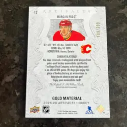 2025-26 Upper Deck Artifacts Jersey Gold #12 Morgan Frost /299 Calgary Flames - Image 2