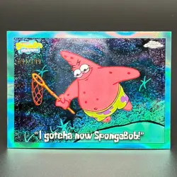 2025 Topps Chrome SpongeBob 189 Patrick Star Aqua Refractor /199 25th Anniv Card - Image 1