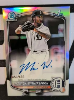 2025 Bowman Draft Malachi Witherspoon 1st Auto Refractor /499 #CPA-MW Det Tigers - Image 1