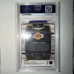 2021-22 Panini Select #100 LeBron James Red Disco Prizm 7/49 POP 10 PSA 10 - Image 3