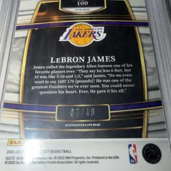 2021-22 Panini Select #100 LeBron James Red Disco Prizm 7/49 POP 10 PSA 10 - Image 4