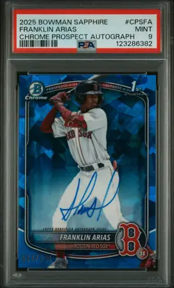 Franklin Arias 2025 Bowman Sapphire #CPSFA 1st Chrome Prospect #/199 Auto PSA 9 - Image 1