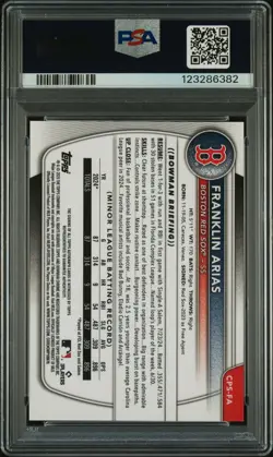 Franklin Arias 2025 Bowman Sapphire #CPSFA 1st Chrome Prospect #/199 Auto PSA 9 - Image 2