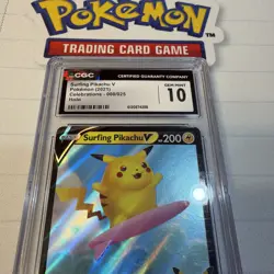 Pokemon 2021 Surfing Pikachu V 008/025 Holo Celebrations GEM MINT CGC 10 - Image 4