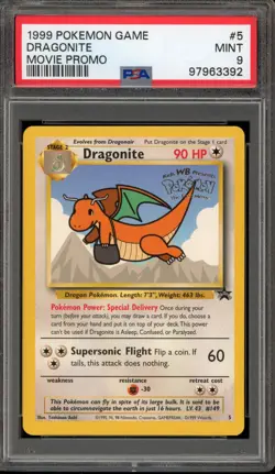 Pokemon Dragonite WB Movie Black Star Promo #5 PSA 9 Mint - Image 1