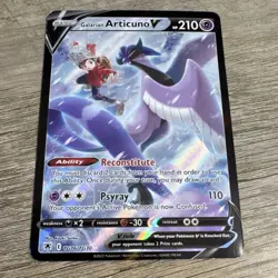 Pokemon Galarian Articuno V Ultra Rare Full Art Holo Card 210 HP TG16/TG30 - Image 1