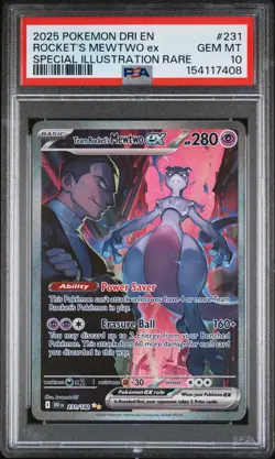 2025 POKEMON DRI EN-DESTINED RIVALS #231 TEAM ROCKET'S MEWTWO EX PSA 10 - Image 1