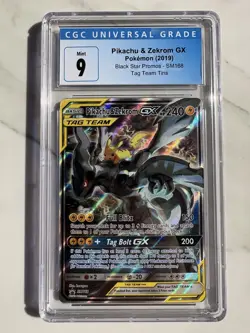 2019 Pokemon Pikachu & Zekrom GX Tag Team Black Star Promo SM168 CGC 9 - Image 1