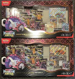Pokemon TCG Paldean Fates Great Tusk ex & Iron Threads ex Premium Collection X2 - Image 1