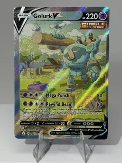 Pokemon TCG Golurk V Full Art Holo Ultra Rare Evolving Skies 182/203 English - Image 1