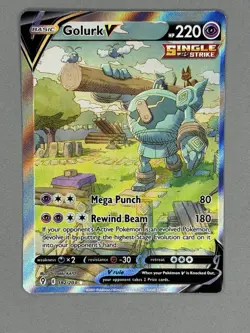 Pokemon TCG Golurk V Full Art Holo Ultra Rare Evolving Skies 182/203 English - Image 3