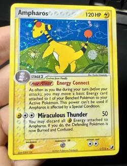 Ampharos 1/115 EX Unseen Forces Holo Vintage 2005 Pokemon - LP- - Image 1