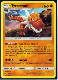2018 POKEMON TYRANTRUM 69/131-FORBIDDEN LIGHT - RARE - HOLO (T1) - Image 1
