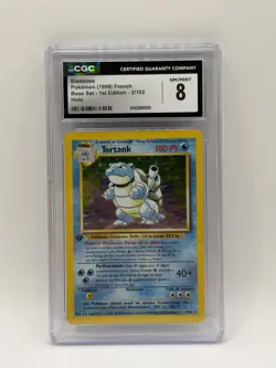 1999 Pokemon GERMAN 1st Edition Base Set Turtok-Blastoise Holo 2/102 CGC 8! - Image 1