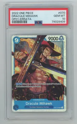 Dracule Mihawk one piece op01-070 Super Rare Foil psa 10 - Image 1