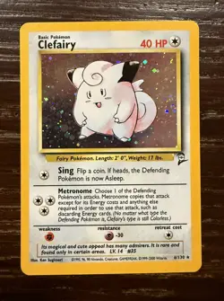 Clefairy - 6/130 - Holo Rare - Unlimited Edition - Pokemon Base Set 2 - Image 1