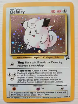 Clefairy 6/130 - Base Set 2 - Holo Rare -Vintage WOTC Pokemon - LP+ - Image 1