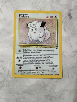 Clefairy 6/130 Base Set 2 Rare Holo Pokemon Card WOTC 2000 - LP - Image 1