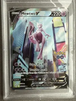 Pokemon TCG Mewtwo v (Full Art) Pokemon Go 072/078 Holo PSA 7 - Image 3
