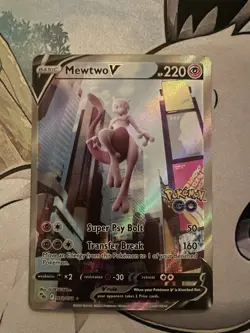 Pokemon TCG Mewtwo v Full Art Holo Ultra Rare Card Pokemon Go 072/078 - Image 1