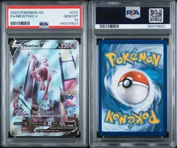 2022 Pokemon Go Full Art MEWTWO V 072/078 PSA 10 GEM MINT - Image 1