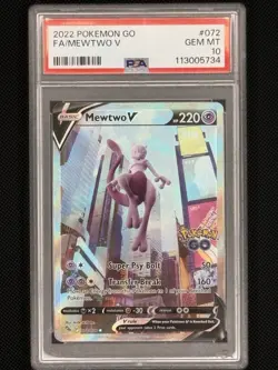 2022 Pokemon Go Full Art MEWTWO V 072/078 PSA 10 GEM MINT - Image 1